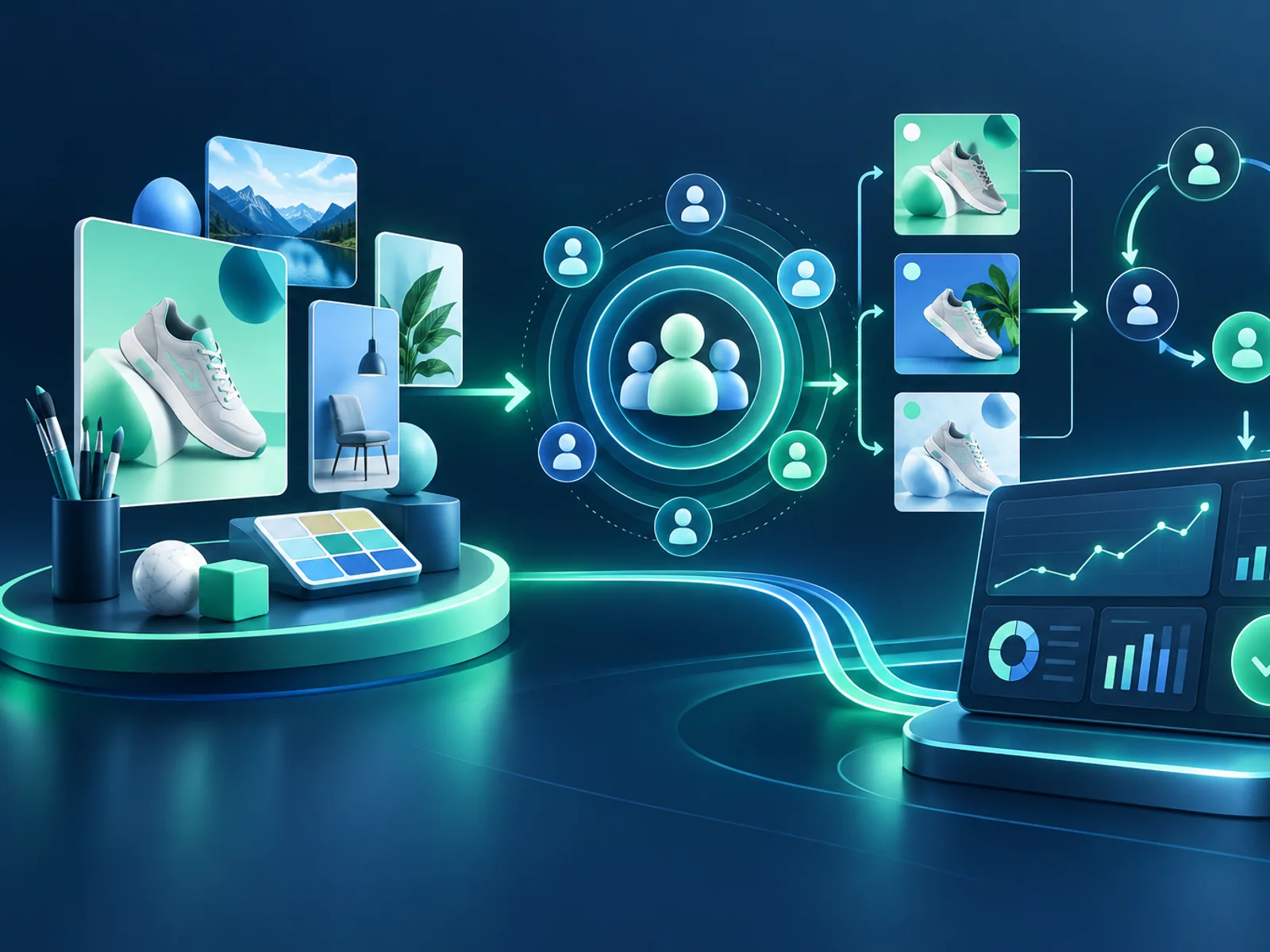 Meta advertising system linking campaign creative, audiences and performance insights