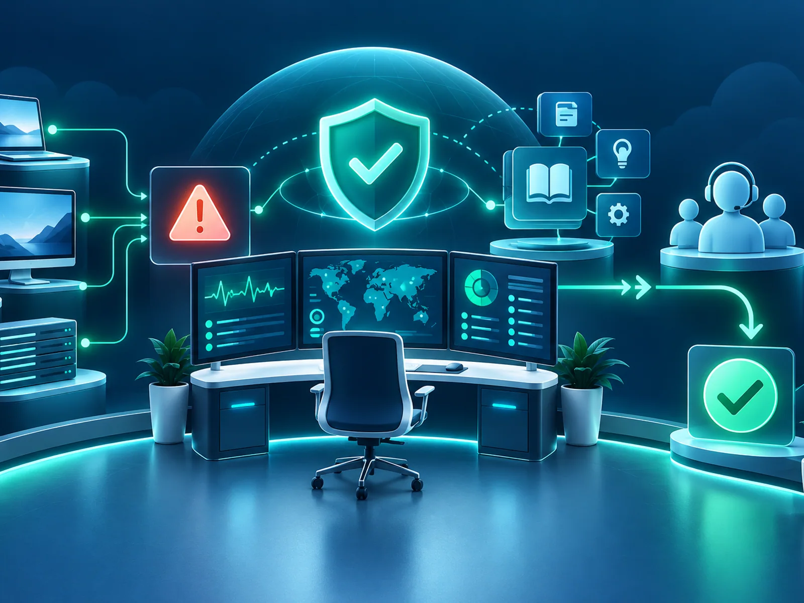 Technical support operations centre monitoring devices, diagnostics and issue resolution