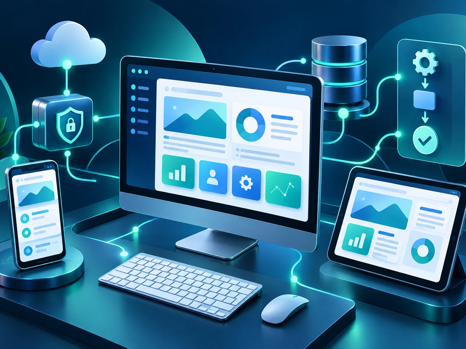 Custom web application connecting responsive interfaces, secure data and automated workflows