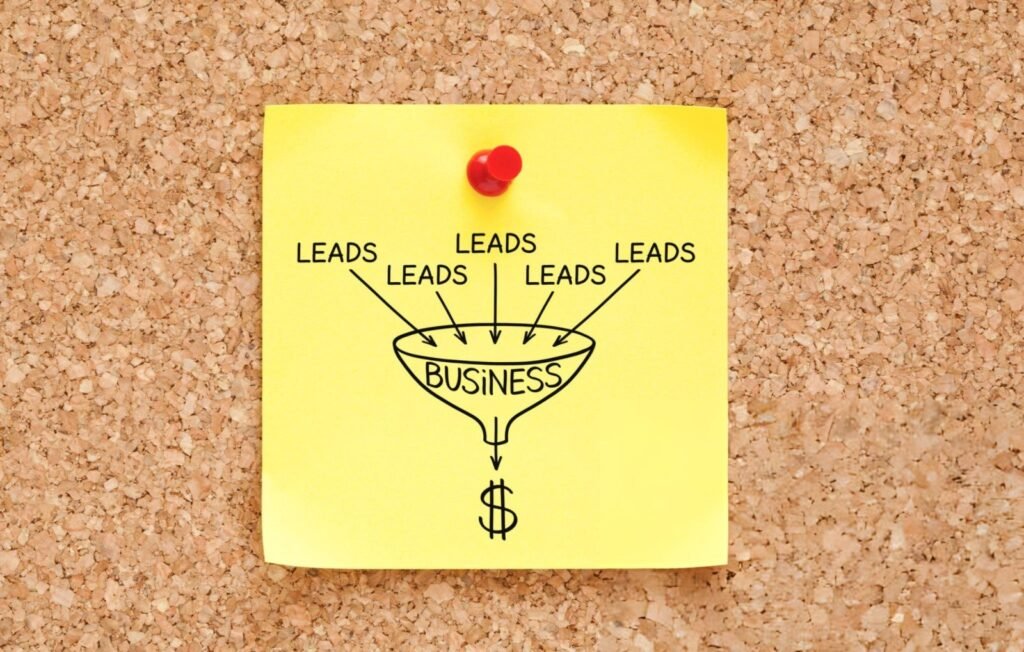 Illustration of a lead generation funnel showing how marketing converts prospects into valuable business leads.